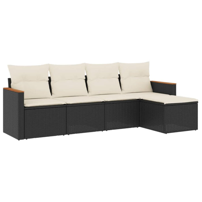 Set mobilier de grădină cu perne, 5 piese, negru, poliratan - WALTI WALTI