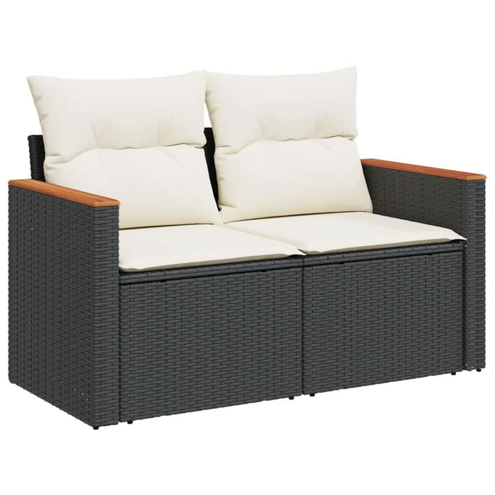 Set mobilier de grădină cu perne, 5 piese, negru, poliratan - WALTI WALTI