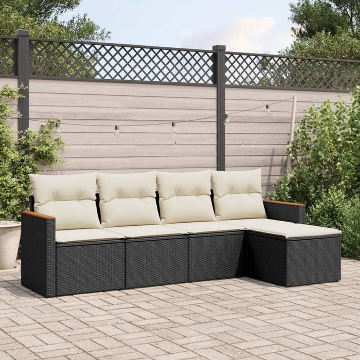 Set mobilier de grădină cu perne, 5 piese, negru, poliratan - WALTI WALTI
