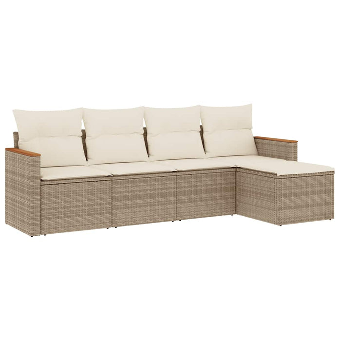 Set canapele de grădină cu perne, 5 piese, bej, poliratan WALTI