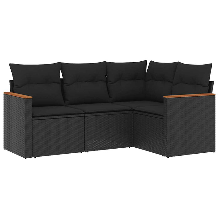 Set mobilier de grădină cu perne, 4 piese, negru, poliratan - WALTI WALTI