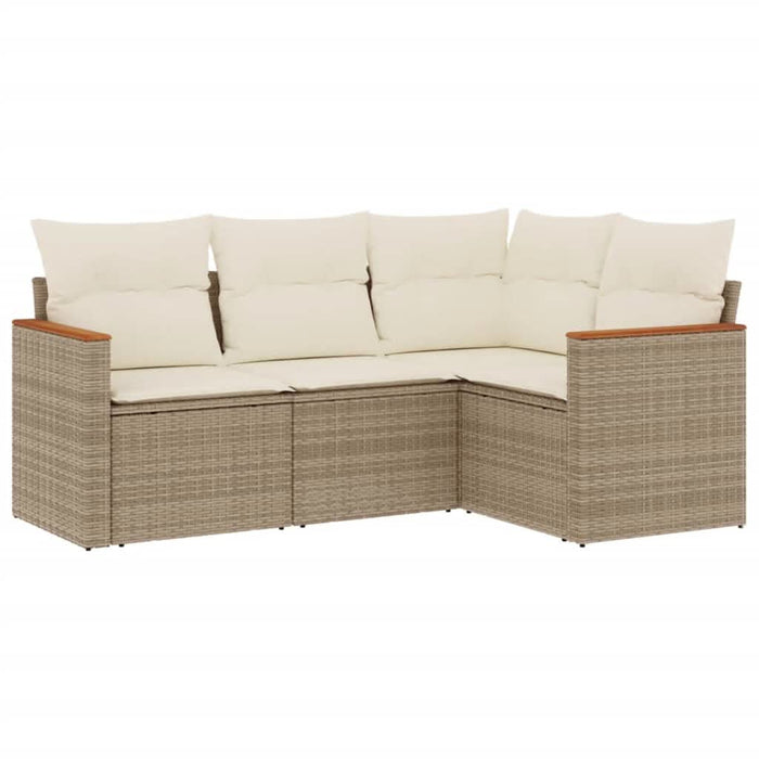 Set canapele de grădină, 4 piese, cu perne, bej, poliratan WALTI