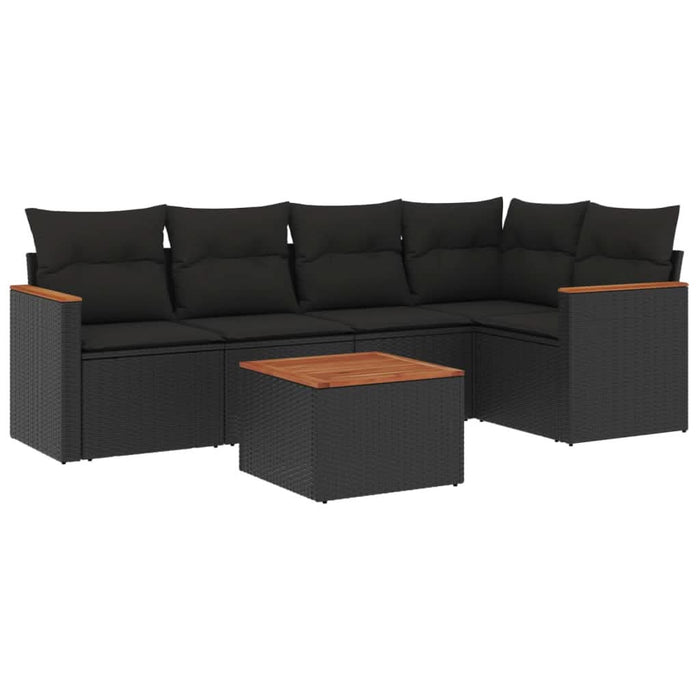 Set mobilier de grădină cu perne, 6 piese, negru, poliratan - WALTI WALTI