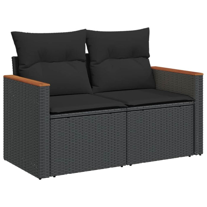 Set mobilier de grădină cu perne, 6 piese, negru, poliratan - WALTI WALTI