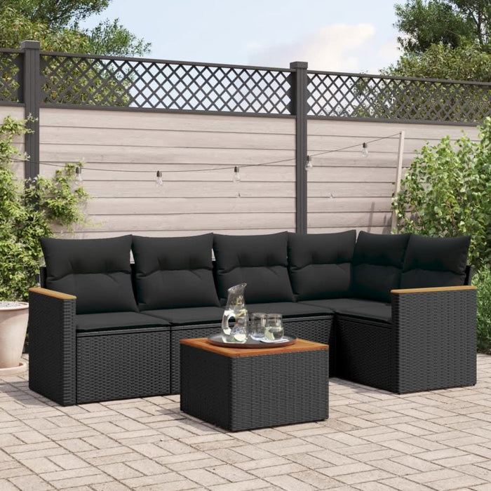 Set mobilier de grădină cu perne, 6 piese, negru, poliratan - WALTI WALTI