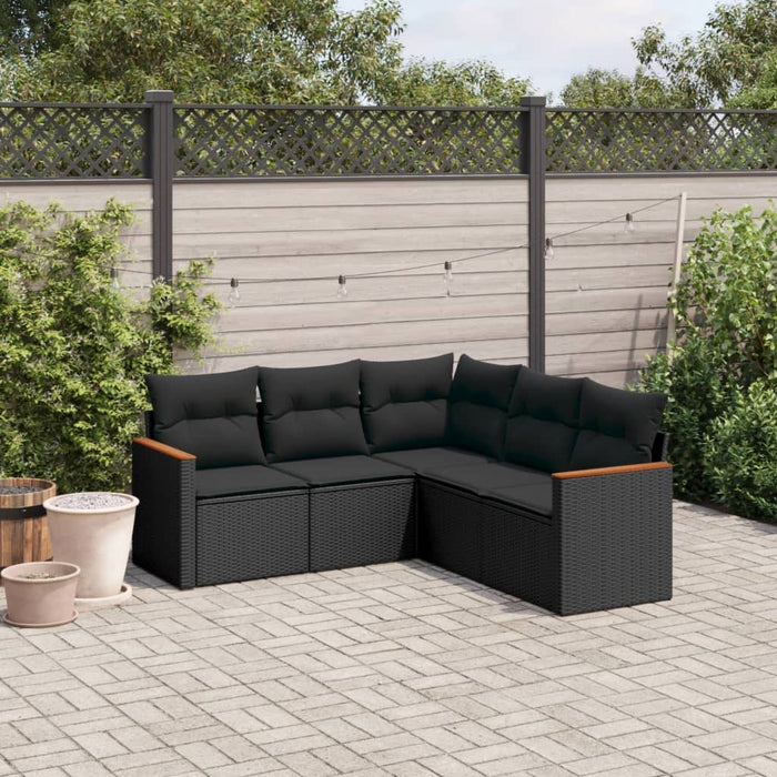 Set mobilier de grădină cu perne, 5 piese, negru, poliratan - WALTI WALTI