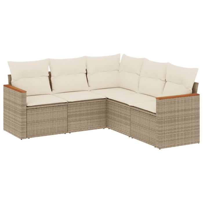 Set canapele de grădină cu perne, 5 piese, bej, poliratan WALTI