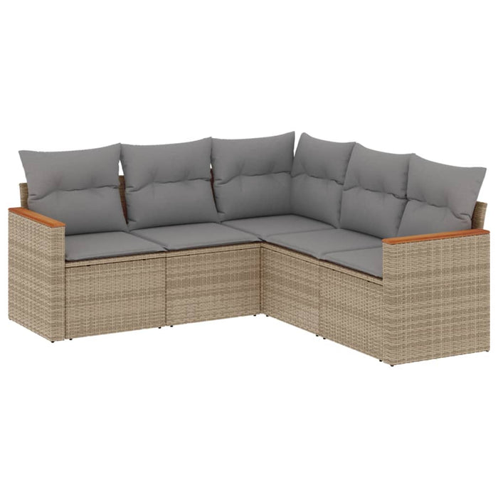 Set canapele de grădină, 5 piese, cu perne, bej, poliratan - WALTI WALTI