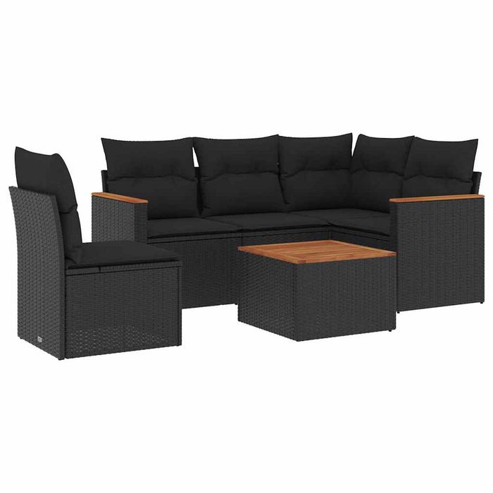 Set mobilier de grădină cu perne, 6 piese, negru, poliratan - WALTI WALTI