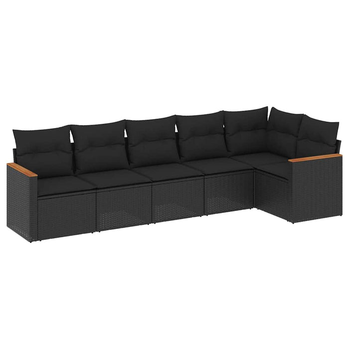 Set mobilier de grădină cu perne, 6 piese, negru, poliratan - WALTI WALTI