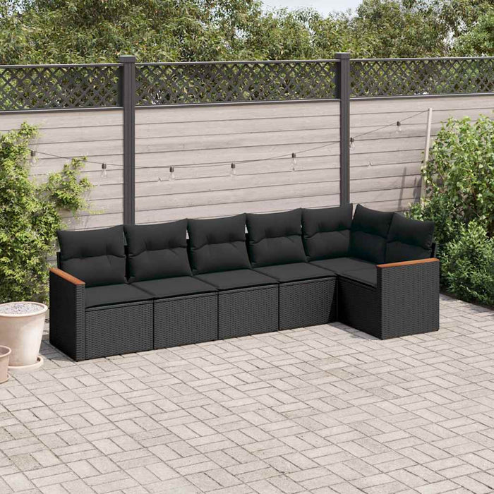 Set mobilier de grădină cu perne, 6 piese, negru, poliratan - WALTI WALTI