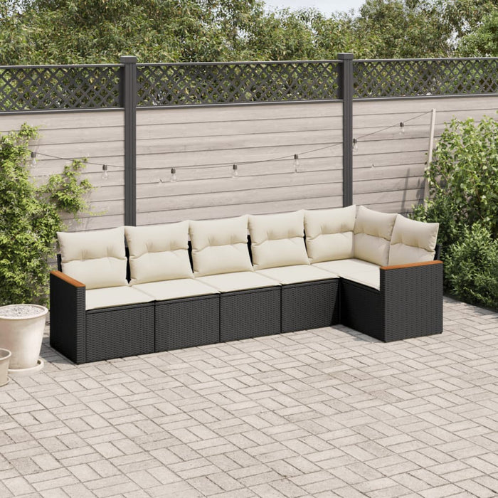 Set mobilier de grădină cu perne, 6 piese, negru, poliratan - WALTI WALTI