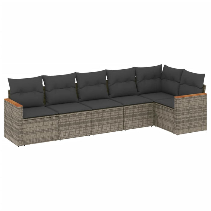 Set mobilier grădină cu perne, 6 piese, gri, poliratan - WALTI WALTI