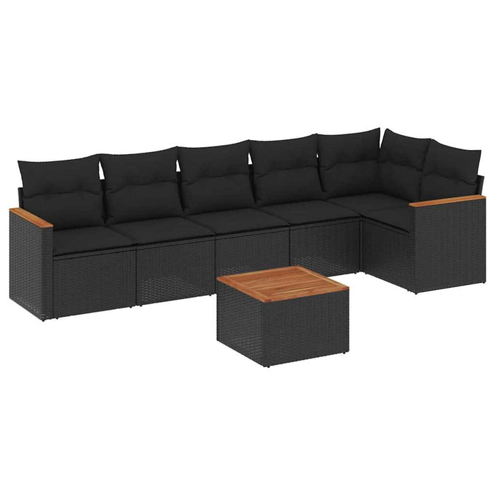 Set canapele de grădină cu perne, 7 piese, negru, poliratan - WALTI WALTI