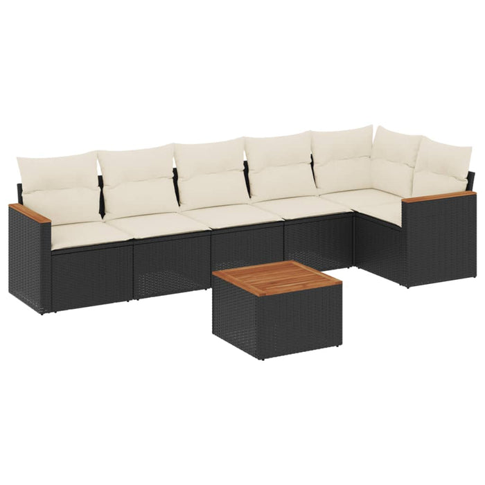 Set canapele de grădină cu perne, 7 piese, negru, poliratan - WALTI WALTI