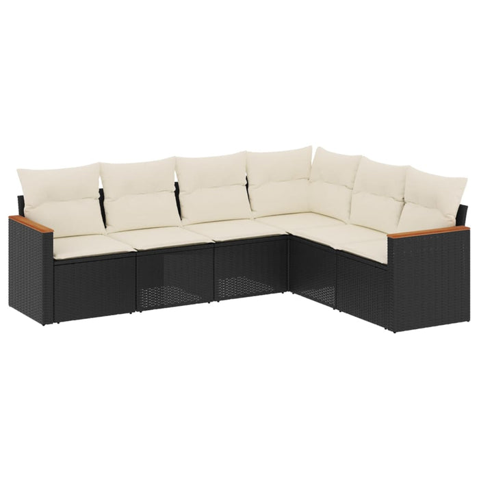 Set mobilier de grădină cu perne, 6 piese, negru, poliratan - WALTI WALTI
