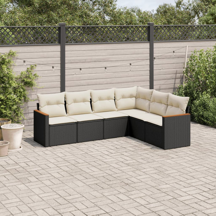Set mobilier de grădină cu perne, 6 piese, negru, poliratan - WALTI WALTI