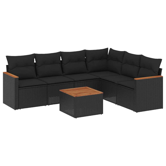 Set canapele de grădină cu perne, 7 piese, negru, poliratan - WALTI WALTI
