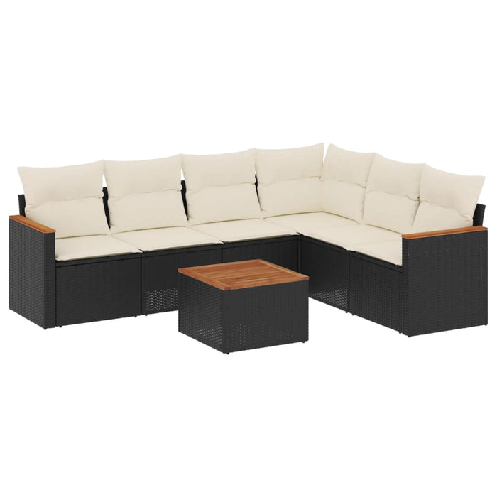 Set canapele de grădină cu perne, 7 piese, negru, poliratan - WALTI WALTI