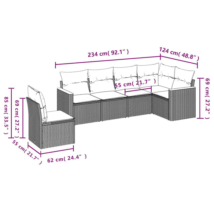 Set mobilier de grădină cu perne, 6 piese, negru, poliratan - WALTI WALTI