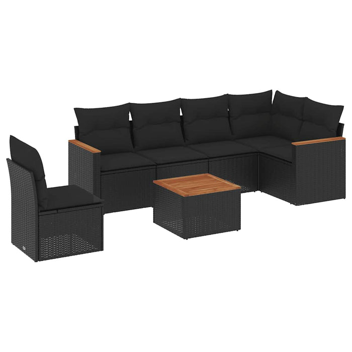 Set canapele de grădină cu perne, 7 piese, negru, poliratan - WALTI WALTI