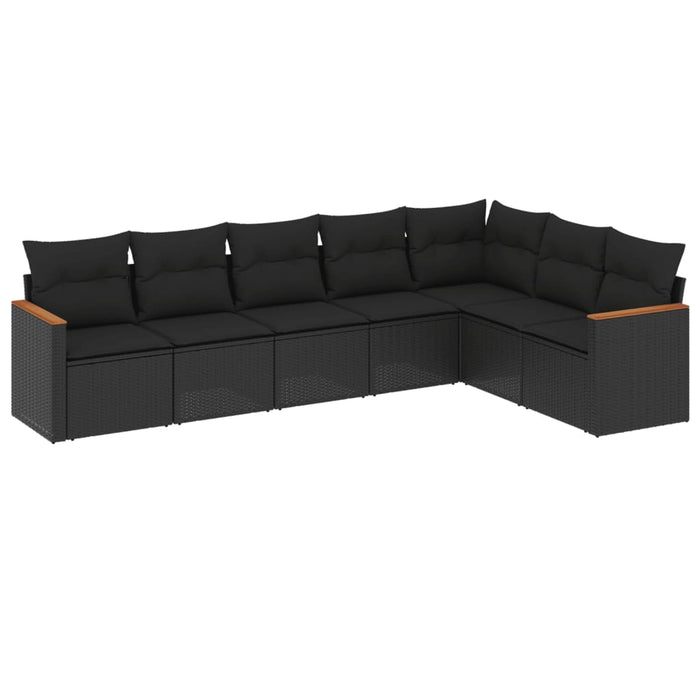Set canapele de grădină cu perne, 7 piese, negru, poliratan - WALTI WALTI