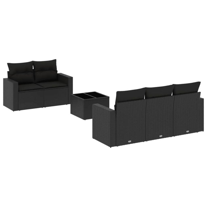 Set mobilier de grădină cu perne, 6 piese, negru, poliratan - WALTI WALTI