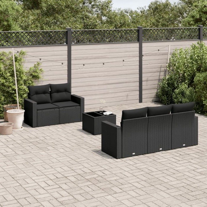 Set mobilier de grădină cu perne, 6 piese, negru, poliratan - WALTI WALTI