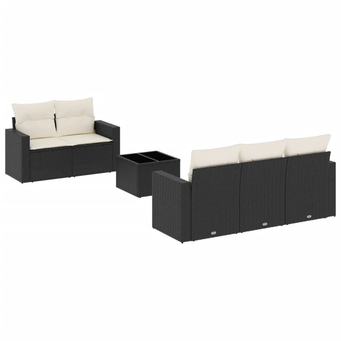 Set mobilier de grădină cu perne, 6 piese, negru, poliratan - WALTI WALTI