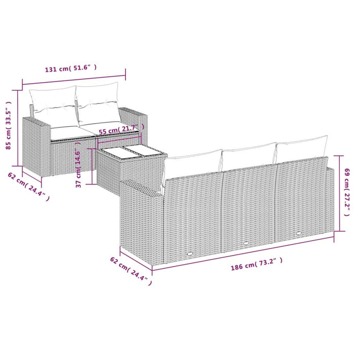 Set mobilier de grădină cu perne, 6 piese, negru, poliratan - WALTI WALTI