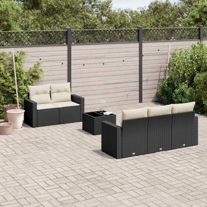 Set mobilier de grădină cu perne, 6 piese, negru, poliratan - WALTI WALTI