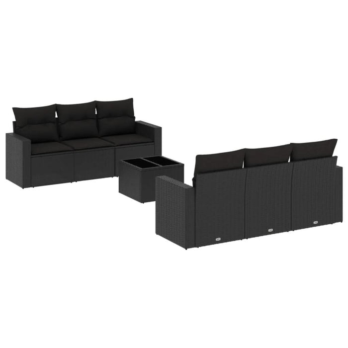 Set canapele de grădină cu perne, 7 piese, negru, poliratan - WALTI WALTI