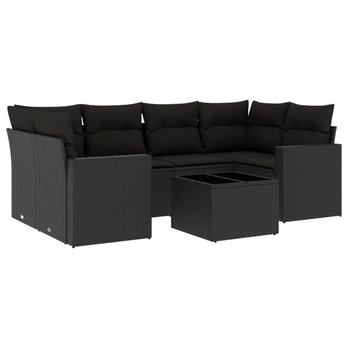 Set canapele de grădină cu perne, 7 piese, negru, poliratan - WALTI WALTI