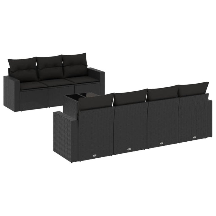 Set mobilier de grădină cu perne, 8 piese, negru, poliratan - WALTI WALTI