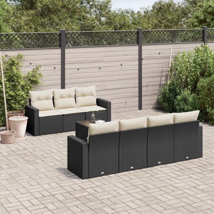 Set mobilier de grădină cu perne, 8 piese, negru, poliratan - WALTI WALTI