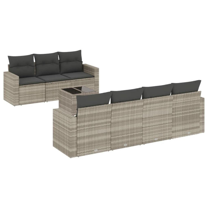 Set mobilier de grădină cu perne, 8 piese gri deschis poliratan - WALTI WALTI