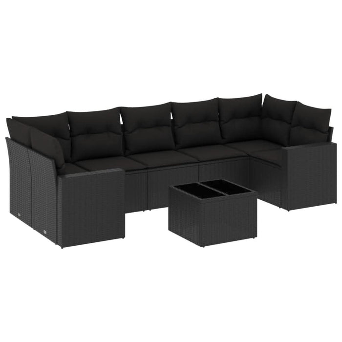 Set mobilier de grădină cu perne, 8 piese, negru, poliratan - WALTI WALTI