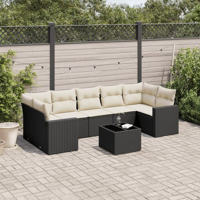 Set mobilier de grădină cu perne, 8 piese, negru, poliratan - WALTI WALTI