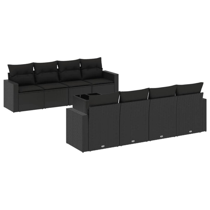 Set mobilier de grădină cu perne, 9 piese, negru, poliratan - WALTI WALTI