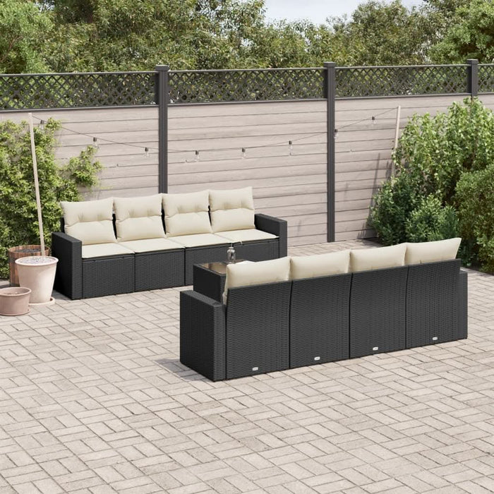 Set mobilier de grădină cu perne, 9 piese, negru, poliratan - WALTI WALTI