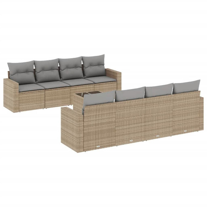 Set canapele de grădină, 9 piese, cu perne, bej, poliratan - WALTI WALTI