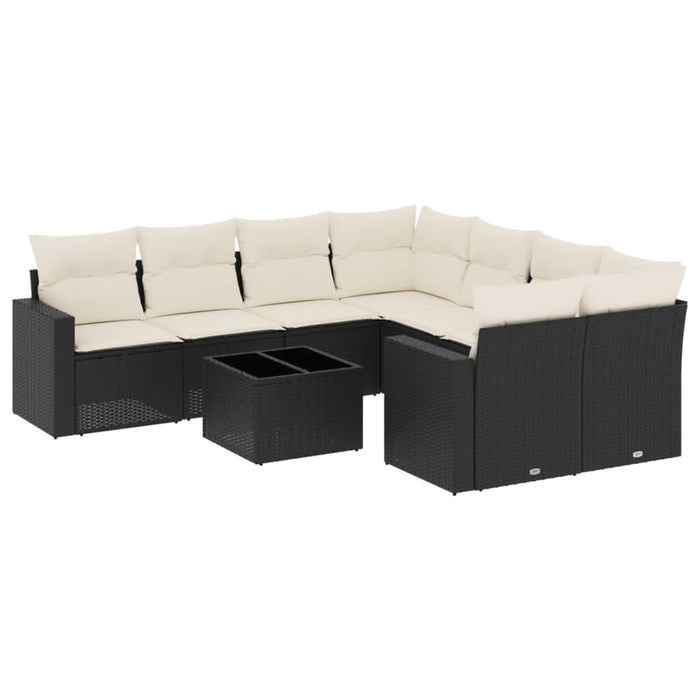 Set mobilier de grădină cu perne, 9 piese, negru, poliratan - WALTI WALTI