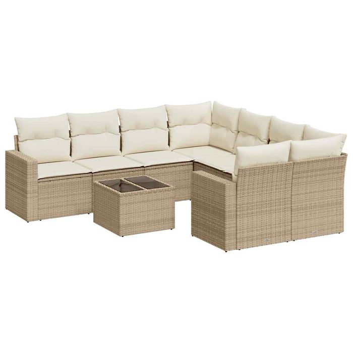 Set canapele de grădină, 9 piese, cu perne, bej, poliratan - WALTI WALTI