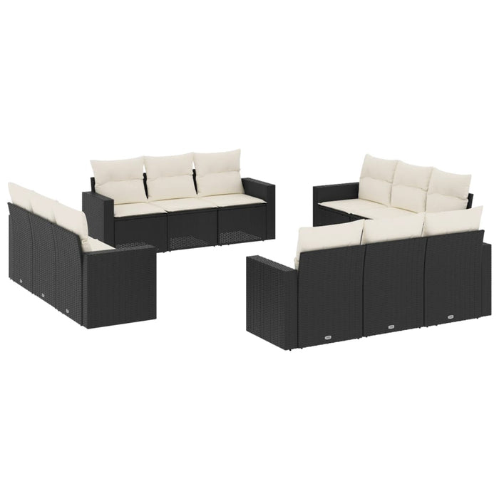 Set canapele de grădină, 12 piese, cu perne, negru, poliratan - WALTI WALTI