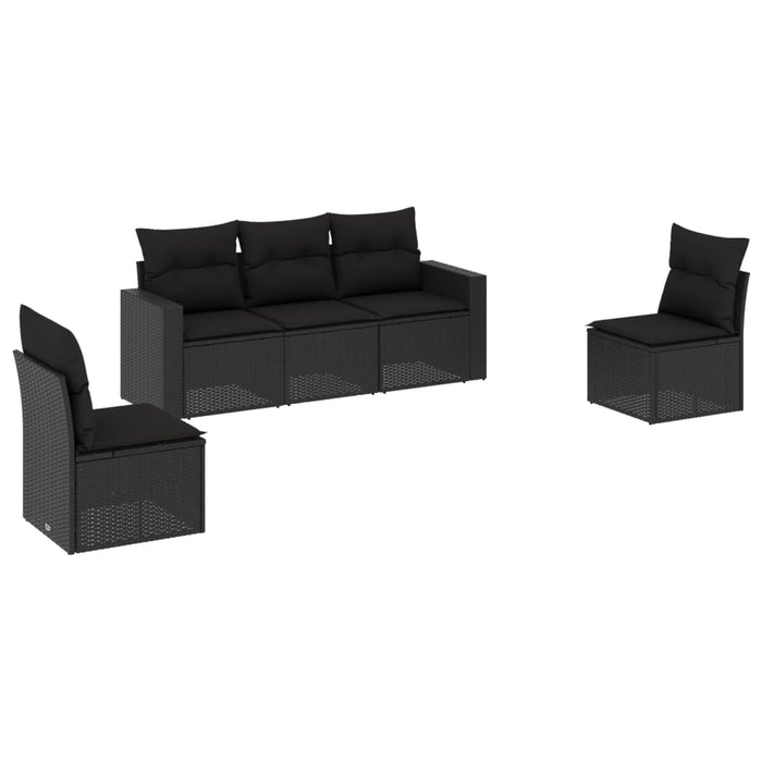 Set mobilier de grădină cu perne, 5 piese, negru, poliratan - WALTI WALTI