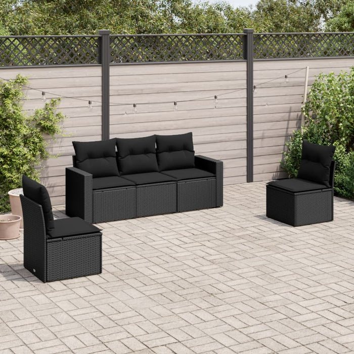 Set mobilier de grădină cu perne, 5 piese, negru, poliratan - WALTI WALTI