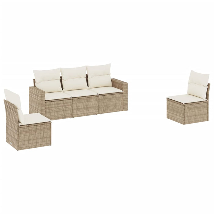 Set canapele de grădină cu perne, 5 piese, bej, poliratan WALTI