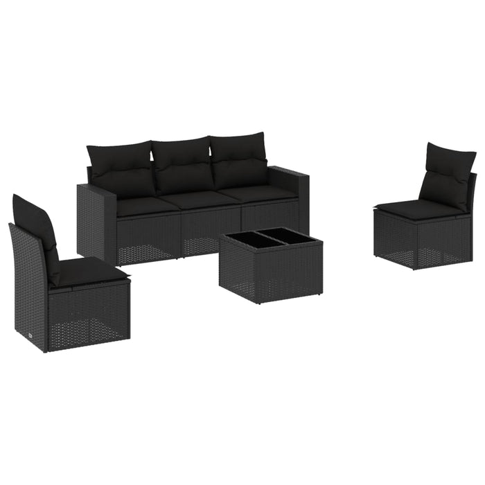 Set mobilier de grădină cu perne, 6 piese, negru, poliratan - WALTI WALTI