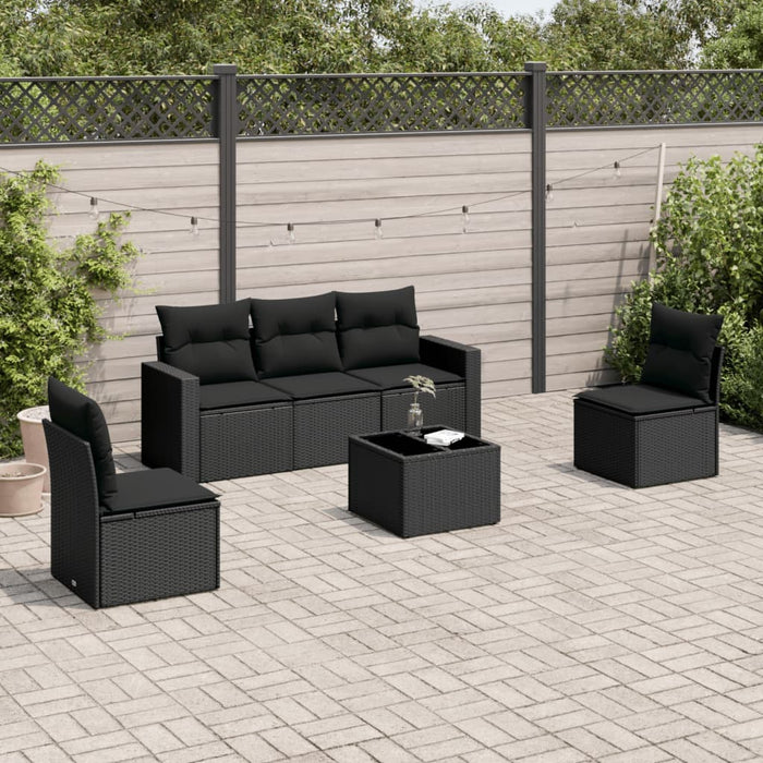 Set mobilier de grădină cu perne, 6 piese, negru, poliratan - WALTI WALTI