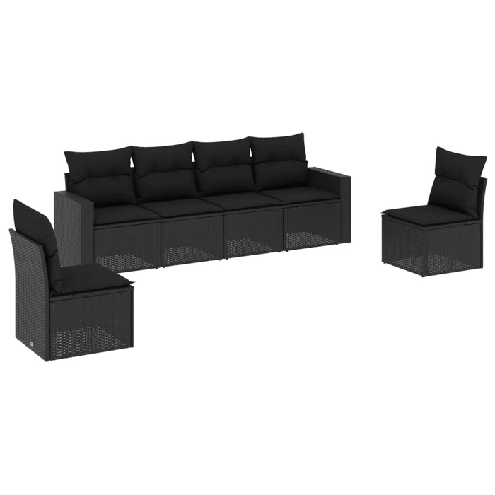 Set mobilier de grădină cu perne, 6 piese, negru, poliratan - WALTI WALTI